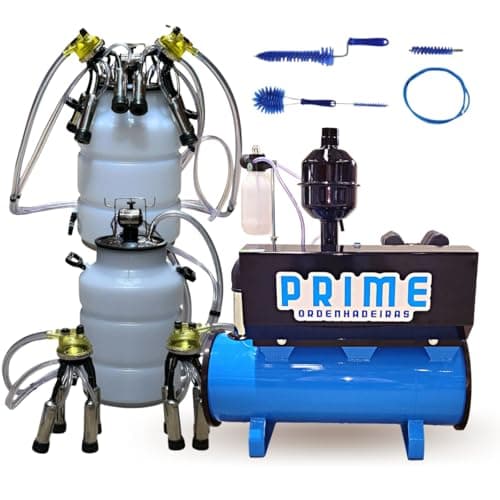 Ordenhadeira Mecanica balde ao pé Bomba de vacuo 450 Litros e Motor 2 Cv com 2 Conjuntos Duplos (Ordenha 4 Vacas ao mesmo tempo) (220)