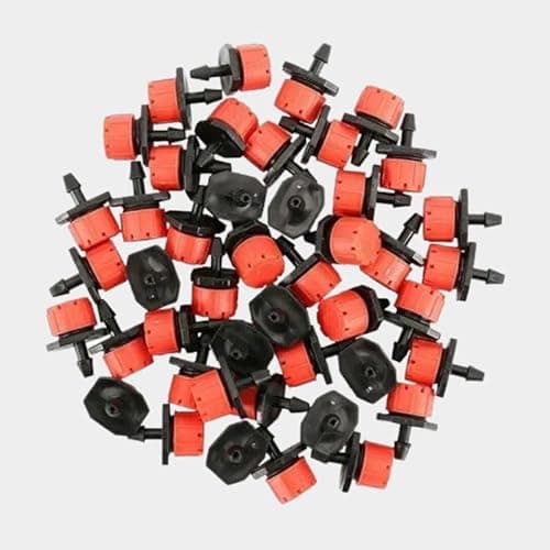 Kit 100 Bicos Gotejadores para Irrigação – Fluxo 360° Ajustável, para Mangueiras 4mm/7mm, Hortas e Jardins