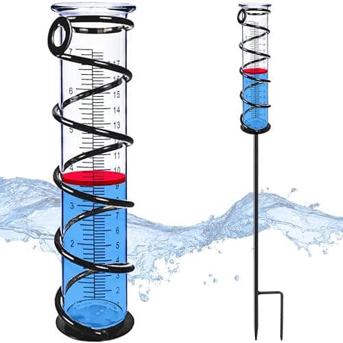 BIUWING Medidor de chuva, pluviômetro ao ar livre, medidores de chuva ao ar livre com melhor classificação para quintal com estaca, medidor de água de chuva com moldura de metal, decorativo para