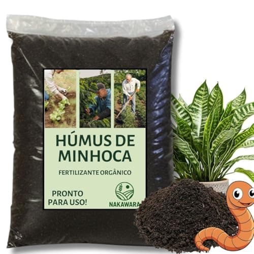 Húmus de Minhoca 5kg Adubo Orgânico Natural NPK Para Plantas Horta Jardim Vaso Flores Frutíferas
