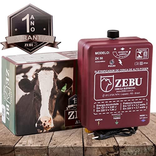 Eletrificador De Cerca Elétrica Rural Zebu ZK50 Bivolt Vermelho