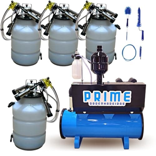 Ordenhadeira Mecanica Balde Ao Pé Bomba de vacuo 450 Litros, Motor 2cv, com 4 Conjuntos completos (220)