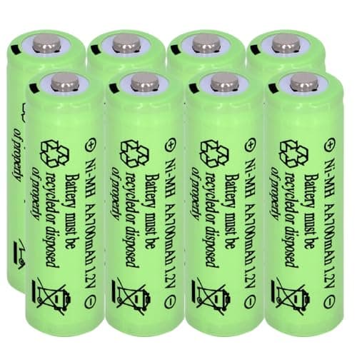 Yibatopow 8 pacotes de baterias recarregáveis de 1,2 V AA 700 mAh Ni-MH, bateria de luz solar dupla A para luzes de corda ao ar livre, luzes de caminho