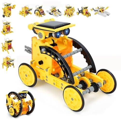 Kit de robótica solar com 12 formas e painel solar amarelo