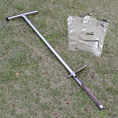 Sonda de solo de 91,44 cm, sonda de amostra de solo de aço inoxidável com pedal e sacos de amostra reutilizáveis, kits de teste de solo para gramados, jardins, fazendas de solo