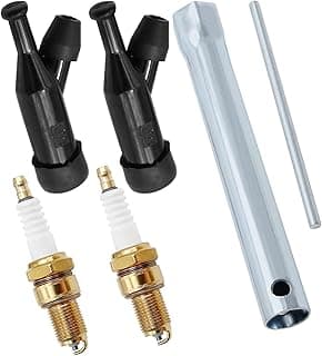 2 peças de velas de ignição F7TC GX120 GX160 GX200 GX240 GX270 GX340 GX390 velas de ignição para gerador cortador de grama motosserra trator rototiller bomba de água Go Kart Mini bicicleta, com tampas