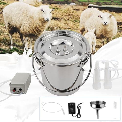 Aowoil Máquina de Ordenha para Cabras de 3L, Atualização 2026, Ordenhadeira Elétrica A Vácuo com Pulsação de Sucção Ajustável Contínua, Máquina de Ordenha Portátil para Animais com Balde de Aço