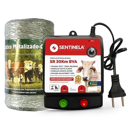 Kit Cerca Elétrica Rural Eletrificador SR 30 + Cabo Fio Eletroplástico 250m