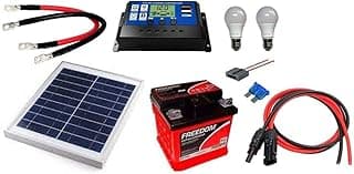Kit gerador energia solar 10Wp com painel, controlador, bateria e cabos