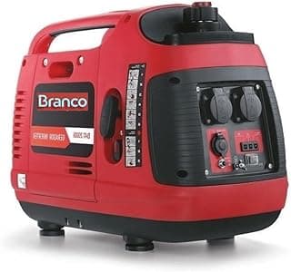 Gerador de energia silencioso vermelho e preto, Branco Inverter 1800w 127v, com controles e plugues elétricos
