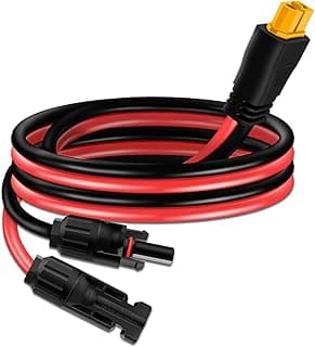 Cabo de painel solar vermelho e preto com conectores