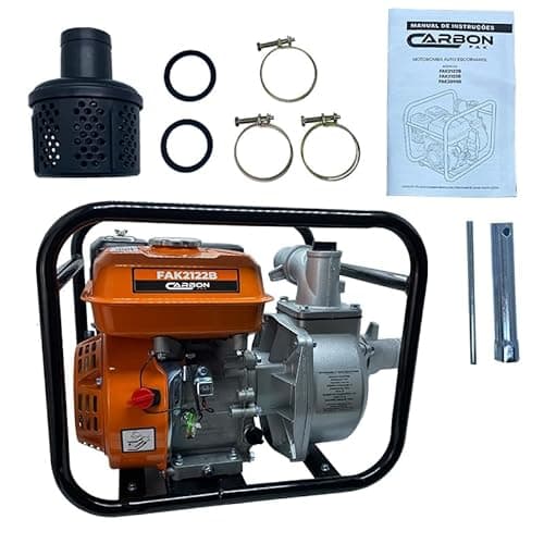 Motobomba 2 Polegadas a Gasolina 4T 7HP 212CC Partida Manual Autoescorvante 33.000L/H Carbon Fak