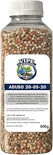 Frasco de adubo NPK 20-05-20 VIPE Fertilizantes 500g com grãos bege e marrom