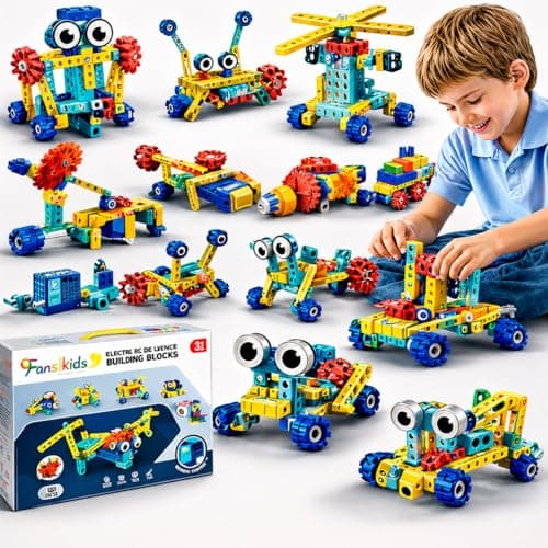 Blocos de Montar Robô (14 em 1) com 2 Motores Elétricos – 180 Peças, Kit Robótica STEM Educativo, Brinquedo Engenharia Criativa, Presente Inteligente para Crianças