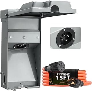 Caixa de entrada de energia SURAIELEC com cabo gerador de 30 Amp, cinza, 15 pés
