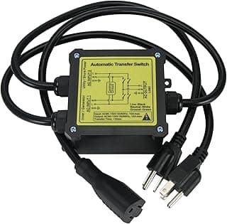 Interruptor de transferência automática AC120V 15 Amp com conectores e etiqueta amarela