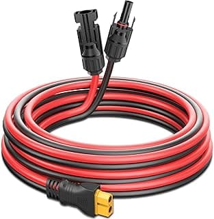 Cabo de carregamento solar XT60, vermelho e preto, conectores XT60, fundo branco