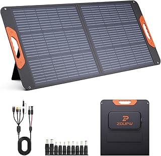 ZOUPW 100W Portable Solar Panel,Fordable Solar Cell Solar Charger MC-4 Cable for Power Station,USB-A and Type-C Output,23.5% High Efficiency IP67 Water& Dustproof for Camping RV Trip Van Travel