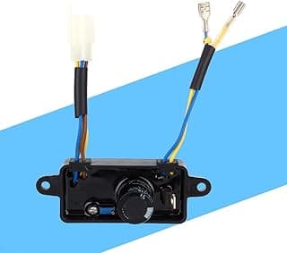 Regulador de tensão para gerador monofásico até 3kW, preto com fios azuis e amarelos