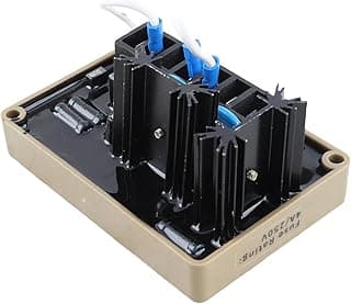Regulador automático de tensão AVR, parte externa, componentes eletrônicos visíveis, fundo branco